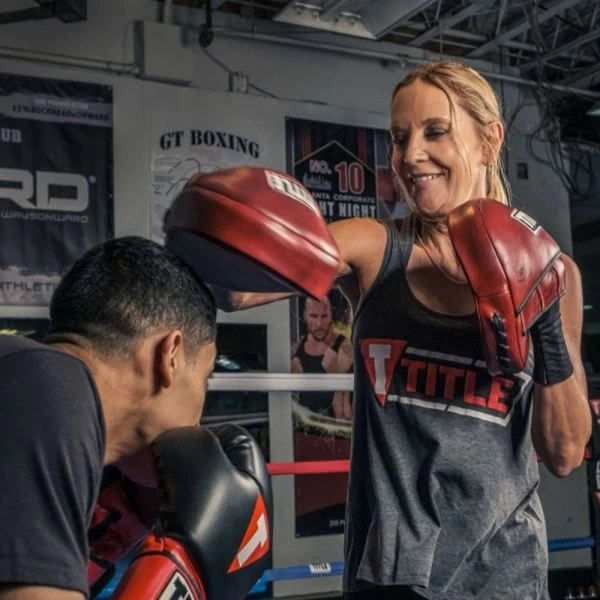 TITLE Boxing Blood Red Leather Punch Mitts - Image 6
