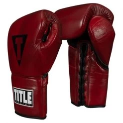 TITLE Boxing Blood Red Leather Sparring Gloves - Lace